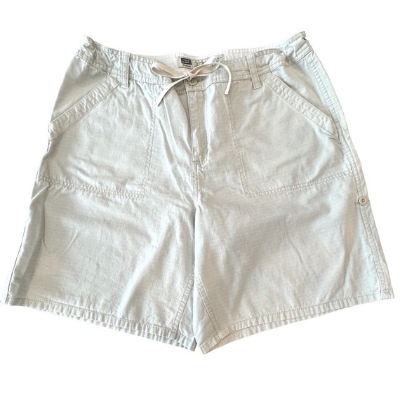 Faded Glory Size Plus 16W Light Khaki Drawstring Waist, Roll-tab Cargo Shorts - Picture 1 of 7